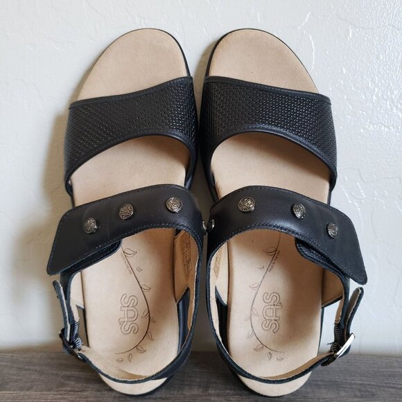 SAS Lisette Heel Strap Studded Leather Black Sandal Women's 9 Comfort Adjustable - Picture 5 of 11